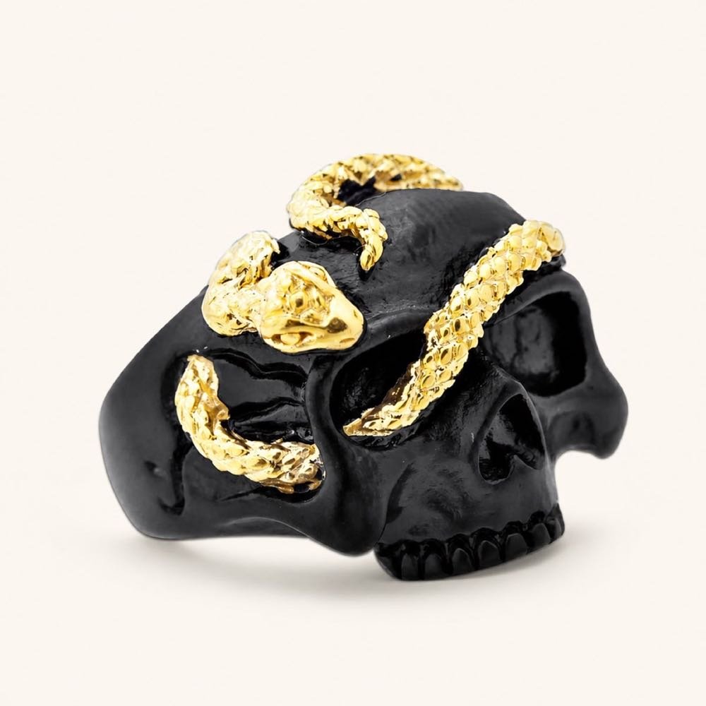 Black & Gold Skull Ring