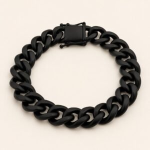 14mm Matte Black Stainless Steel Miami Cuban Bracelet — product view
