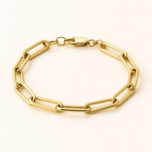8mm Gold-Finish Stainless Steel Paperclip Bracelet — product view