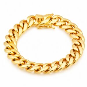 14mm Gold-Finish Stainless Steel Miami Cuban Bracelet — product view