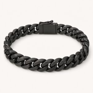 10mm Matte Black Stainless Steel Miami Cuban Bracelet — product view