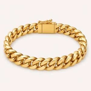 10mm Gold-Finish Stainless Steel Cuban Link Bracelet — product view
