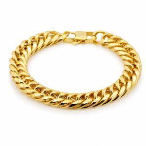 Gold-Finish Stainless Steel Double Cuban Bracelet — product view