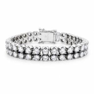 12mm Stainless Steel Double-Row CZ Bracelet — product view