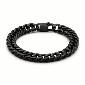 Black-Finish Stainless Steel Double Cuban Bracelet — product view