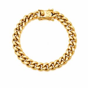 10mm Gold-Finish Stainless Steel Miami Cuban Bracelet with Box Clasp — product view