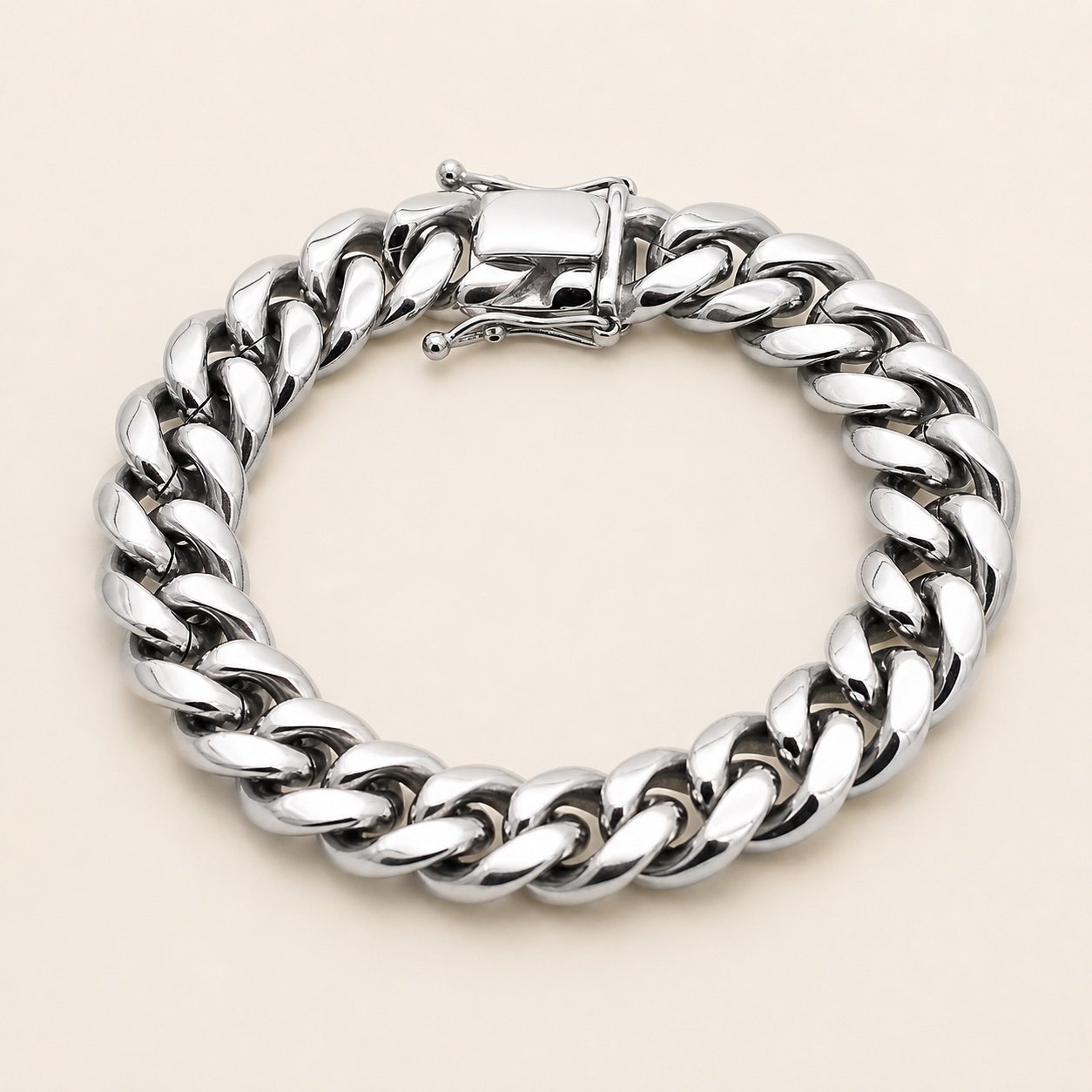 14mm Stainless Steel Cuban Link Bracelet — product view 14mm Stainless Steel Cuban Link Bracelet — product view