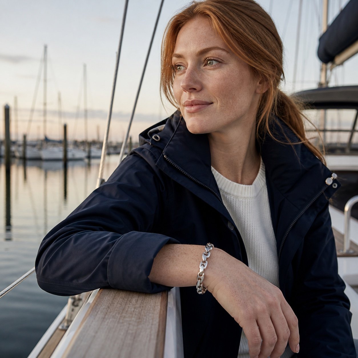 Stainless Steel Anchor Chain Bracelet — lifestyle view Stainless Steel Anchor Chain Bracelet — lifestyle view