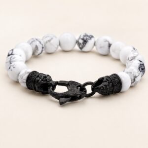 Howlite & Black CZ Beaded Bracelet — product view
