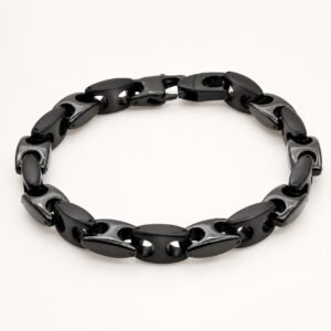 Black Stainless Steel Anchor-Link Bracelet — product view