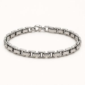 Stainless Steel Square-Link Chain Bracelet — product view