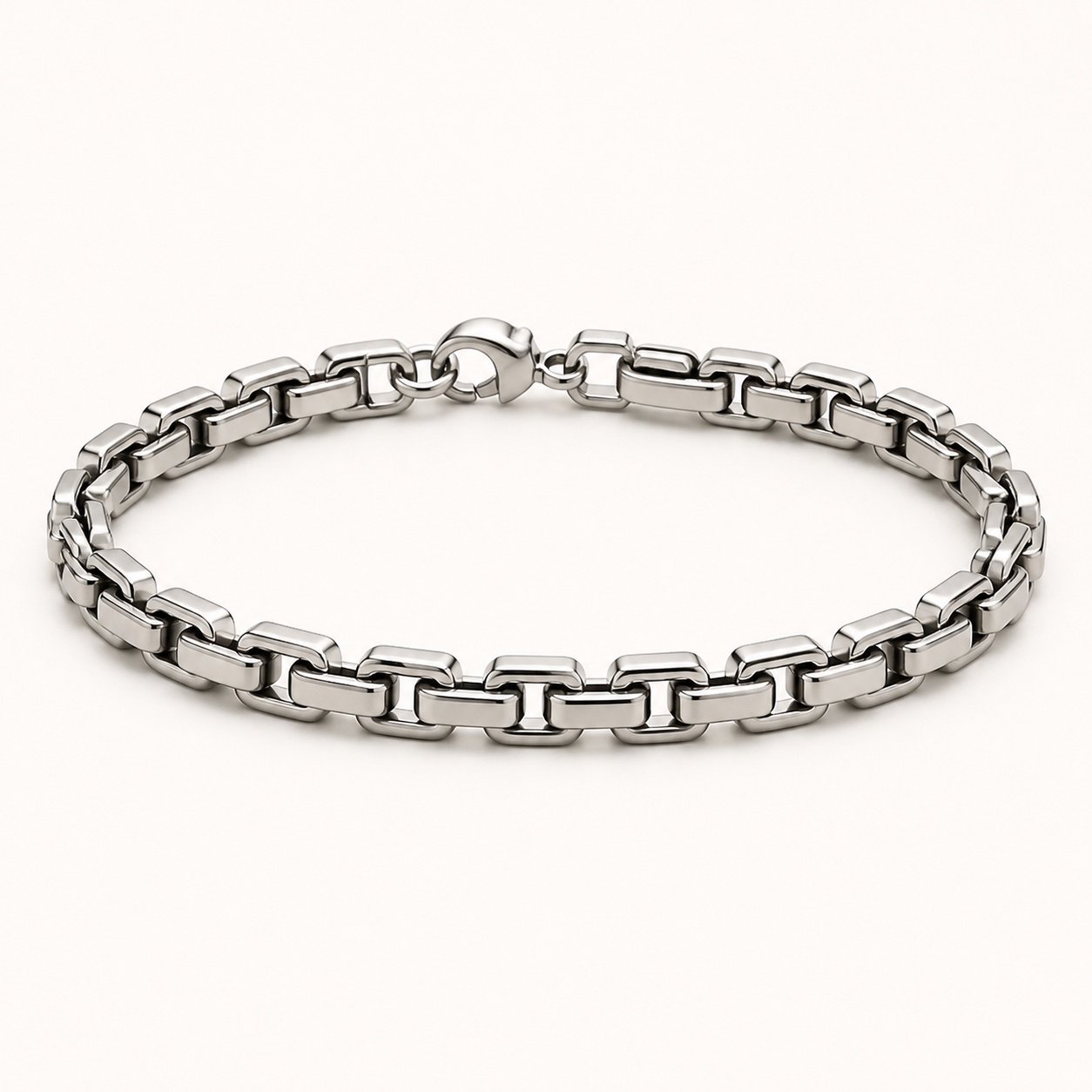 Stainless Steel Square-Link Chain Bracelet — product view Stainless Steel Square-Link Chain Bracelet — product view