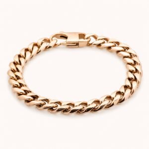 10mm Rose Gold-Tone Stainless Steel Curb Bracelet — product view