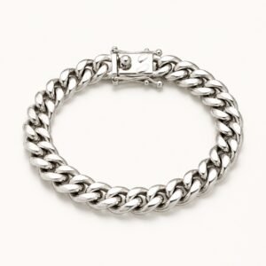 10mm Stainless Steel Cuban Bracelet with Box Clasp — product view