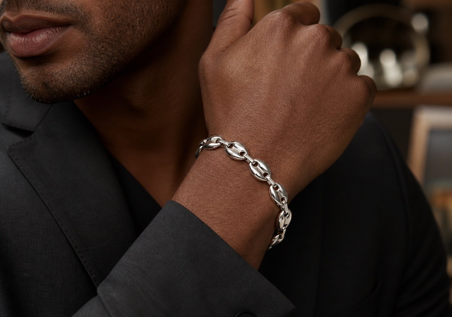 puff mariner stainless steel bracelet — detail view Puff Mariner Stainless Steel Bracelet — detail view