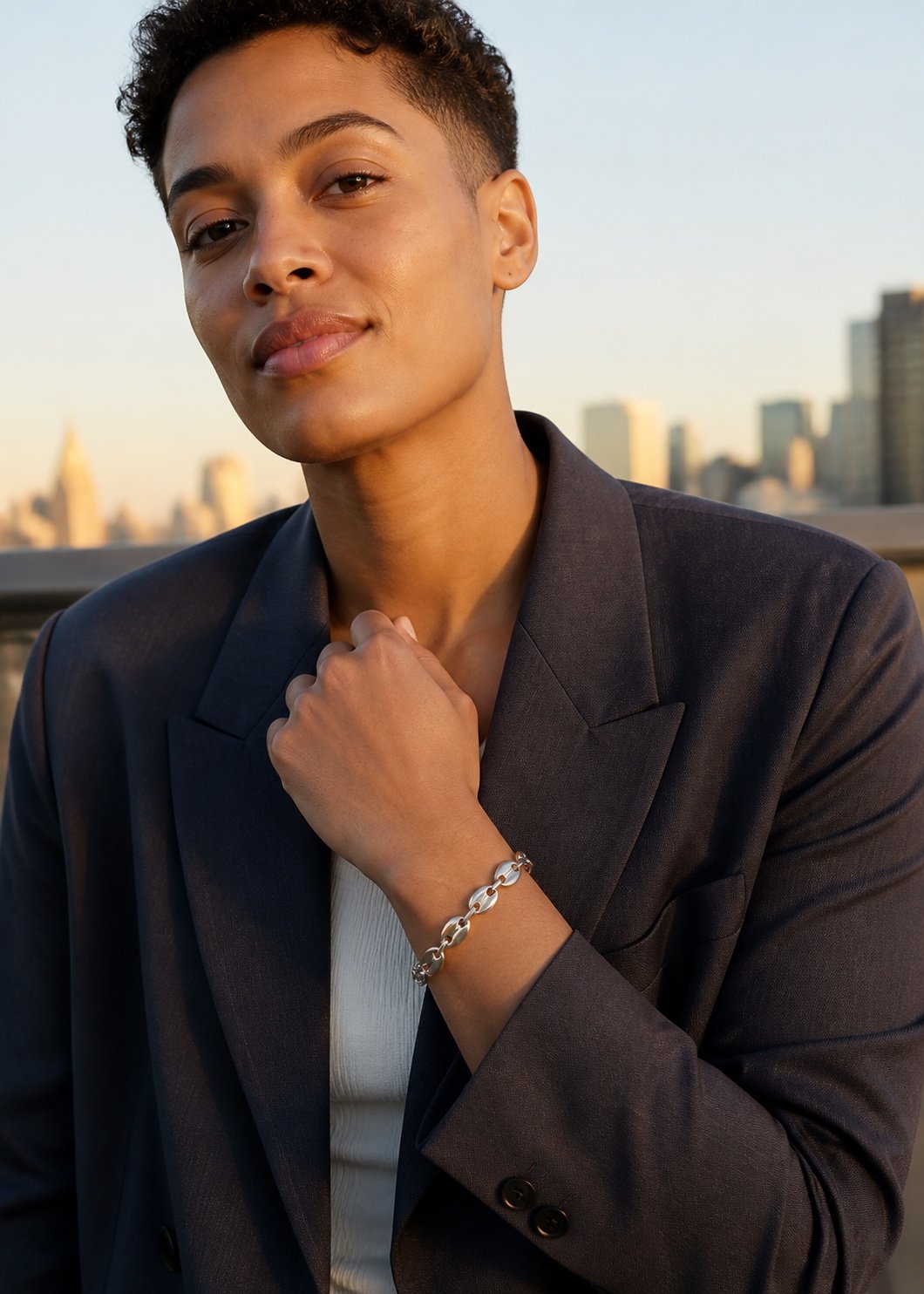 puff mariner stainless steel bracelet — styled view Puff Mariner Stainless Steel Bracelet — styled view