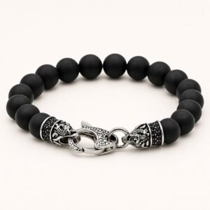 Onyx Beaded Bracelet with Black CZ — product view