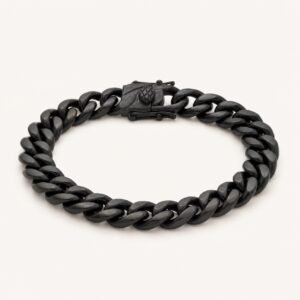 10mm Matte Black Cuban Bracelet with Box Clasp — product view