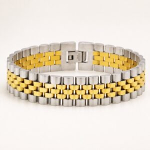 Two-Tone Gold Watch-Link Stainless Steel Bracelet — product view