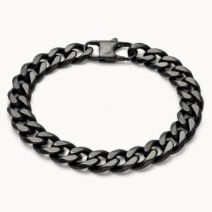 10mm Black Stainless Steel Curb-Link Bracelet — product view
