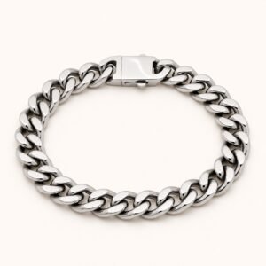 10mm Polished Stainless Steel Cuban Bracelet — product view