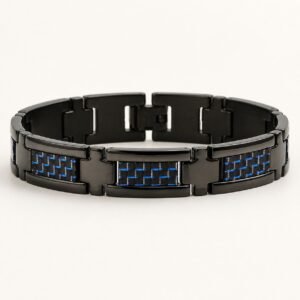 Black & Blue Carbon-Fiber Panel Bracelet — product view