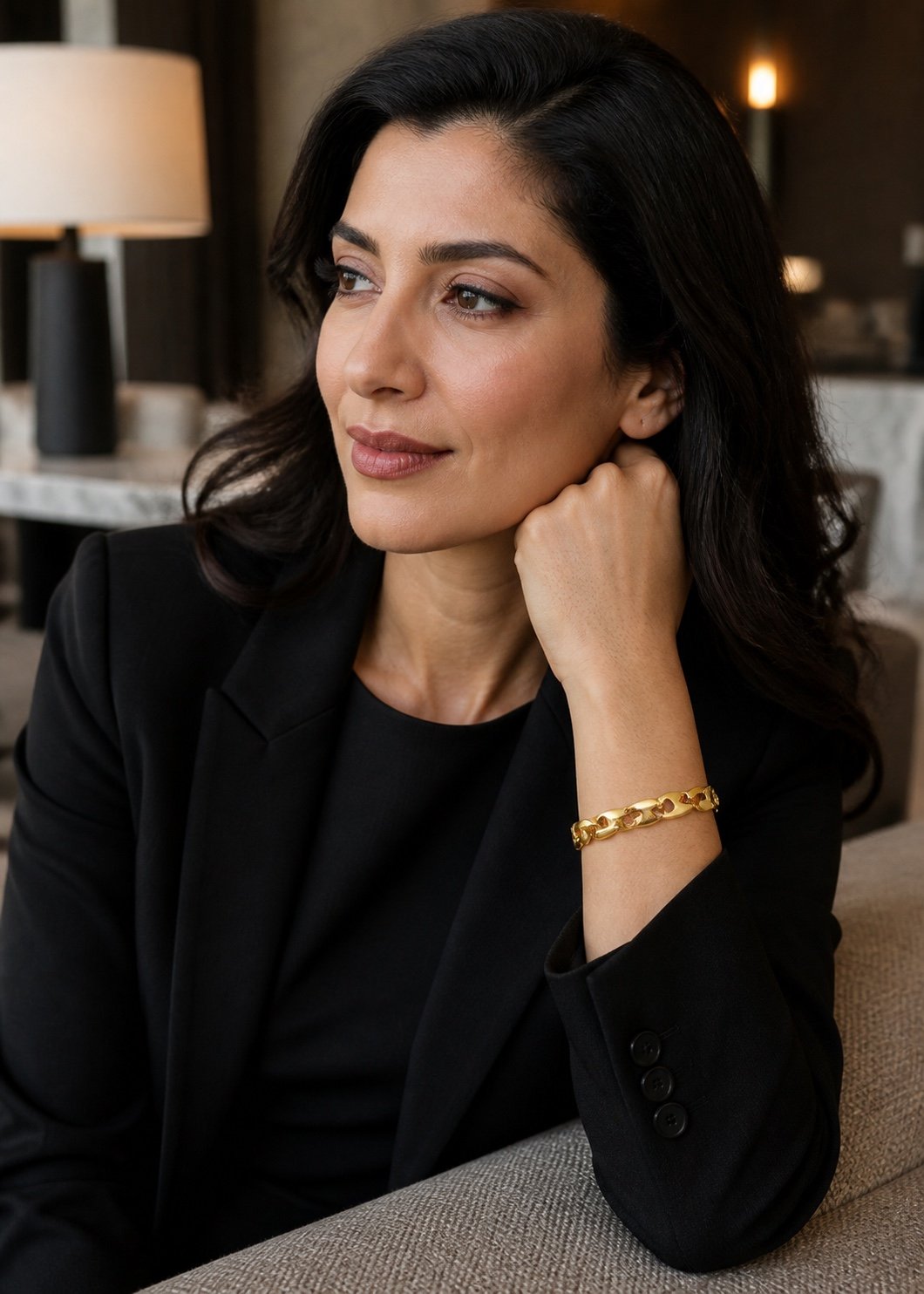 10mm gold tone anchor link bracelet — styled view 10mm Gold-Tone Anchor-Link Bracelet — styled view