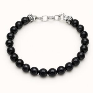 8mm Genuine Onyx Adjustable Beaded Bracelet — product view