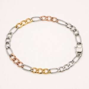 Tricolor Figaro-Link Stainless Steel Bracelet — product view