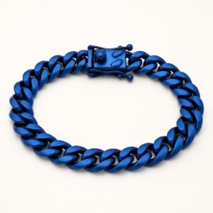 10mm Matte Blue Miami Cuban Bracelet with Box Clasp — product view