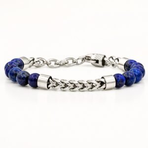 Lapis Lazuli Bead & Franco-Link Adjustable Bracelet — product view