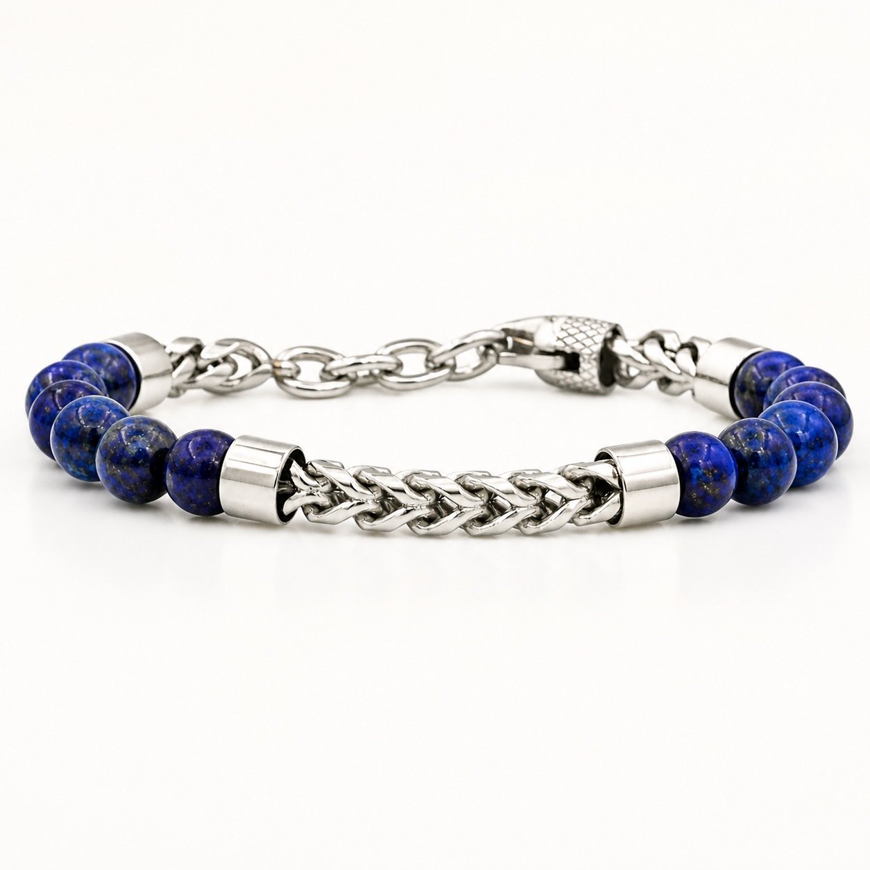 Lapis Lazuli Bead & Franco-Link Adjustable Bracelet — product view Lapis Lazuli Bead & Franco-Link Adjustable Bracelet — product view