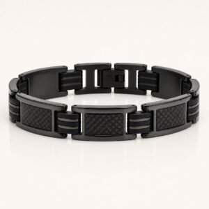 Black Carbon-Fiber & Silicone Panel Bracelet — product view