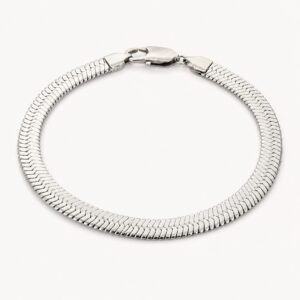 Polished Stainless Steel Herringbone Bracelet — product view