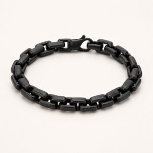 Black Square-Link Stainless Steel Bracelet — product view