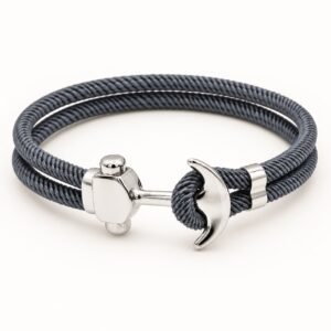 Gray Cotton Rope Anchor Bracelet — product view
