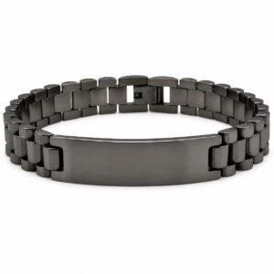 Black Stainless Steel ID Bracelet — product view