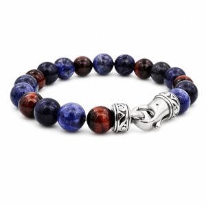 10mm Sodalite & Red Tiger Eye Beaded Bracelet — product view