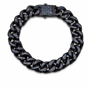 12mm Black & Blue Carbon-Fiber Cuban Bracelet — product view