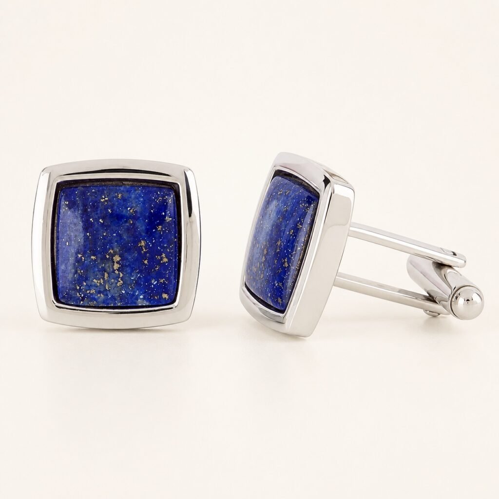 Genuine Lapis Stainless Steel Cufflinks