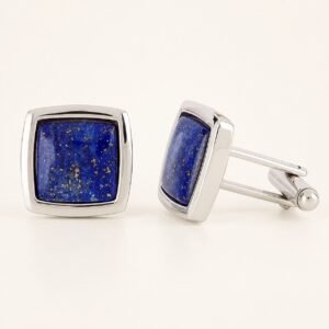Genuine Lapis Stainless Steel Cufflinks — product view