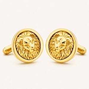Gold-Tone Stainless Steel Lion Cufflinks — product view