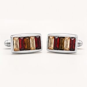 Warm Multicolor Crystal Rectangle Cufflinks — product view