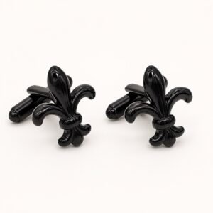Black Fleur-de-Lis Cufflinks — product view