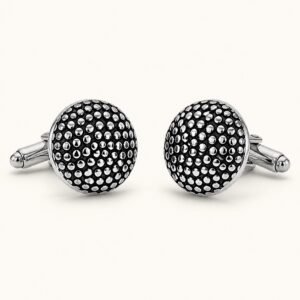Black Dotted-Round Stainless Steel Cufflinks — product view