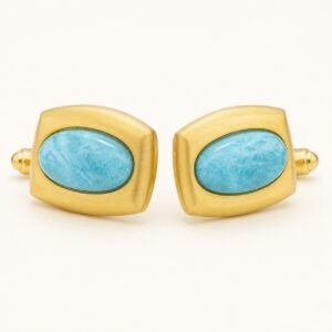 Larimar Gold-Tone Cabochon Cufflinks — product view