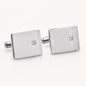 Brushed Rectangle Single-CZ Cufflinks — product view