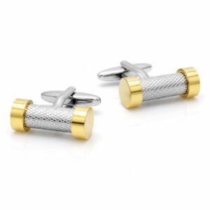 Gold-Ended Knurled Barrel Cufflinks — product view