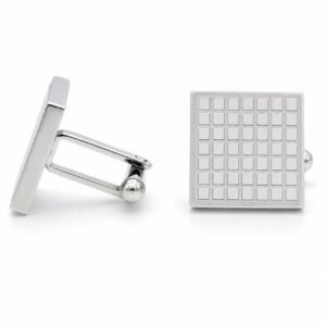 Square Grid-Texture Steel Cufflinks — product view