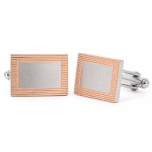Rose Gold-Frame Brushed Rectangle Cufflinks — product view